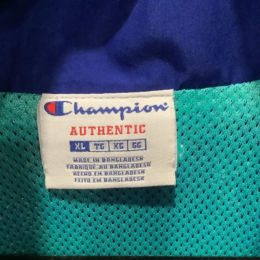 Vintage Y2K Champion Blue Teal White Colour Block Zippered Jacket Size XL - Picture 11 of 13